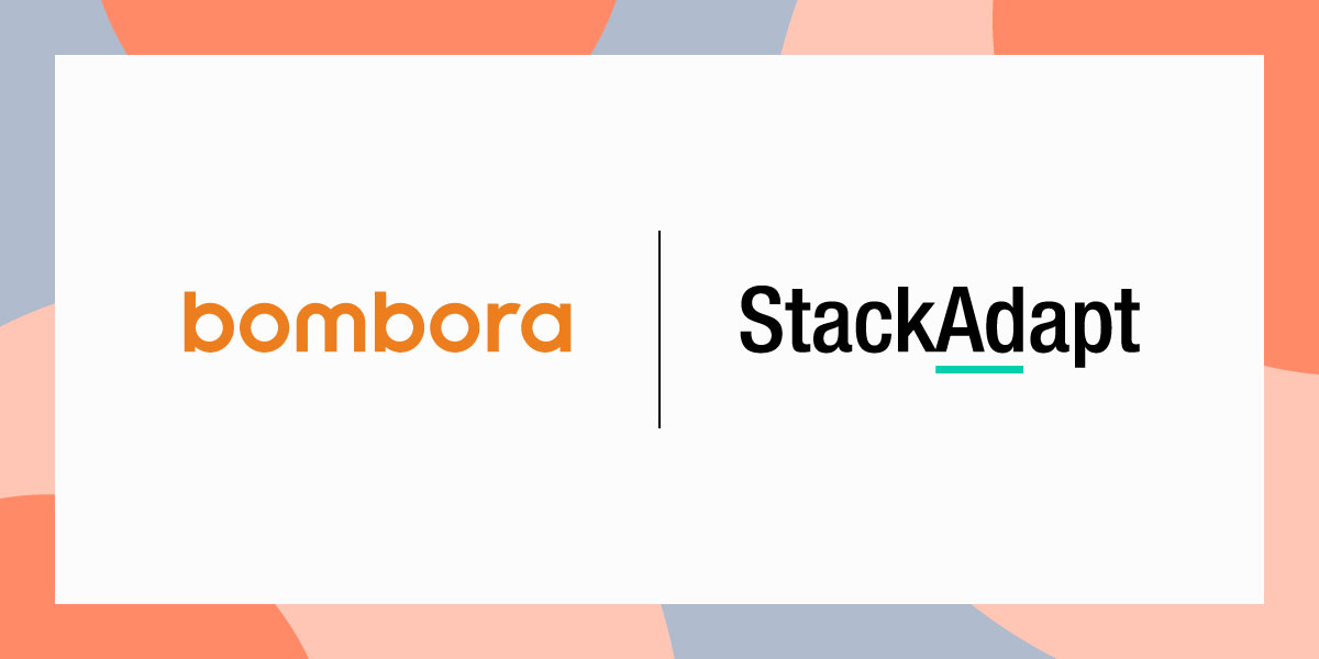 white background overlayed with logos for Bombora and Stackadapt to illustrate partnership