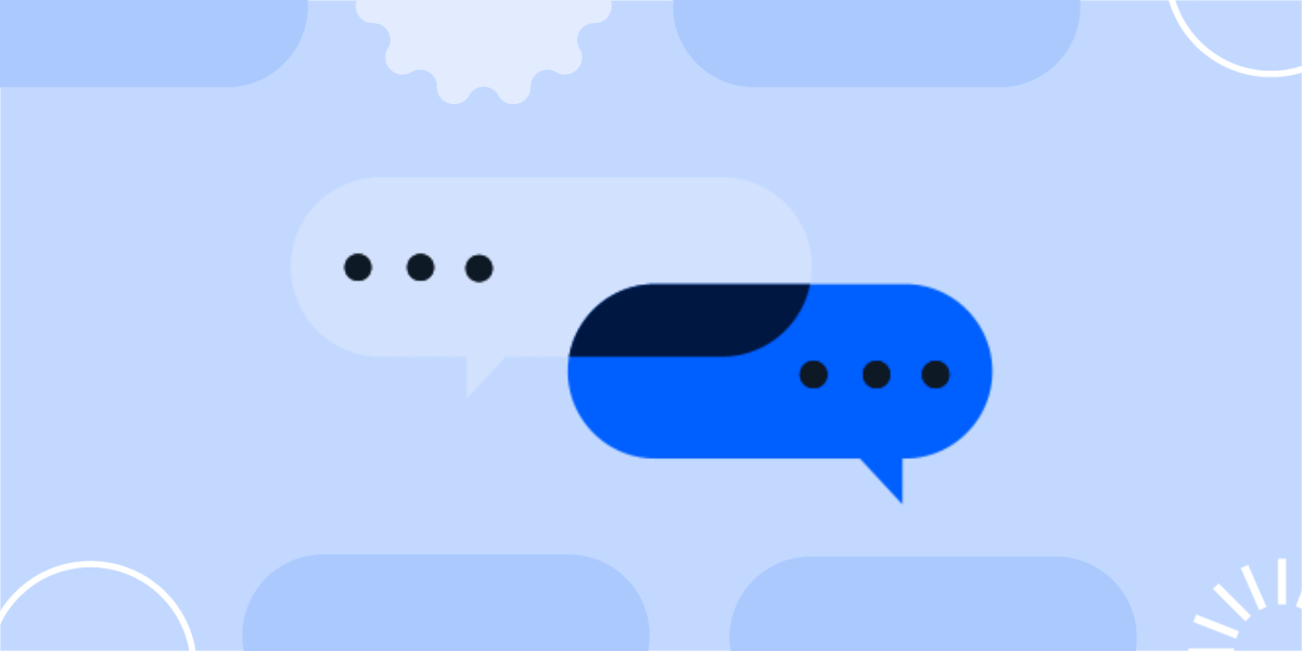 animated graphic showing two speech bubbles