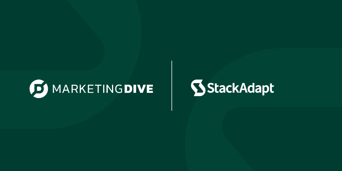 graphic showing logos for StackAdapt and Marketing Dive on a green background