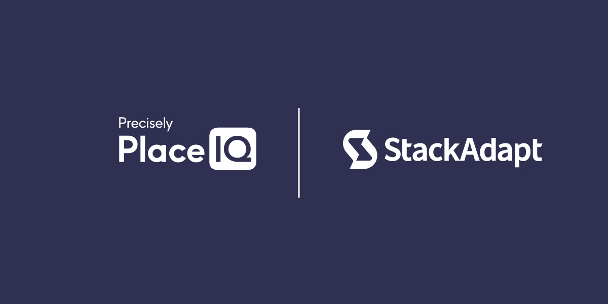 logos for StackAdapt and PlaceIQ next to eachother on a blue background