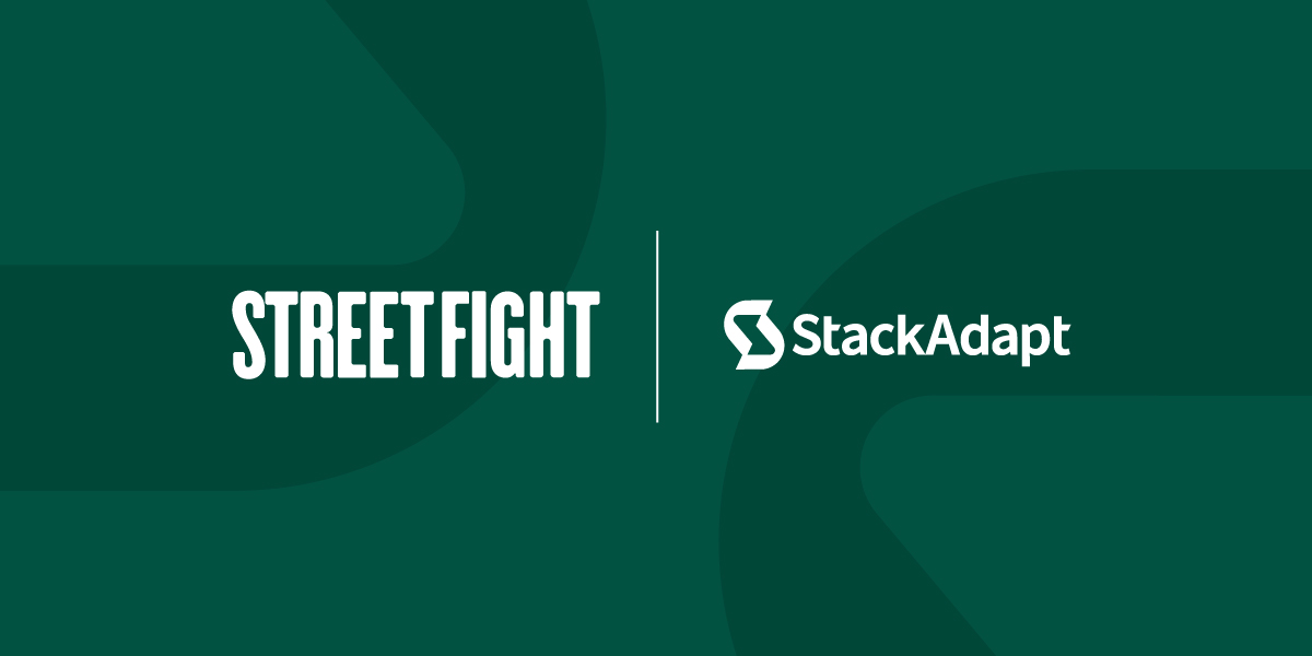 green background overlayed with logos for Street Fight and StackAdapt