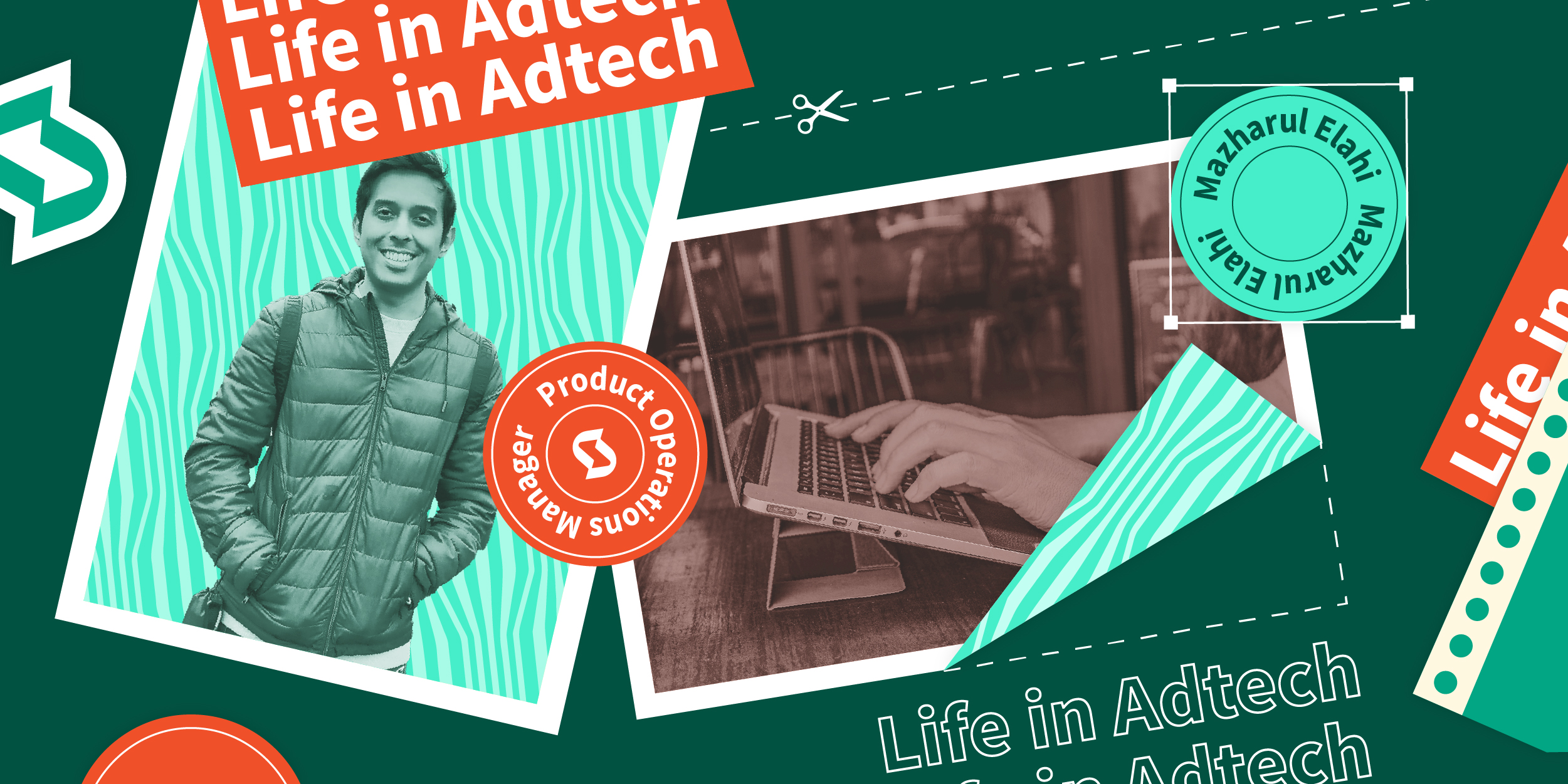 a black and white photo of a smiling man overlayed on a green background with text that reads "life in adtech"