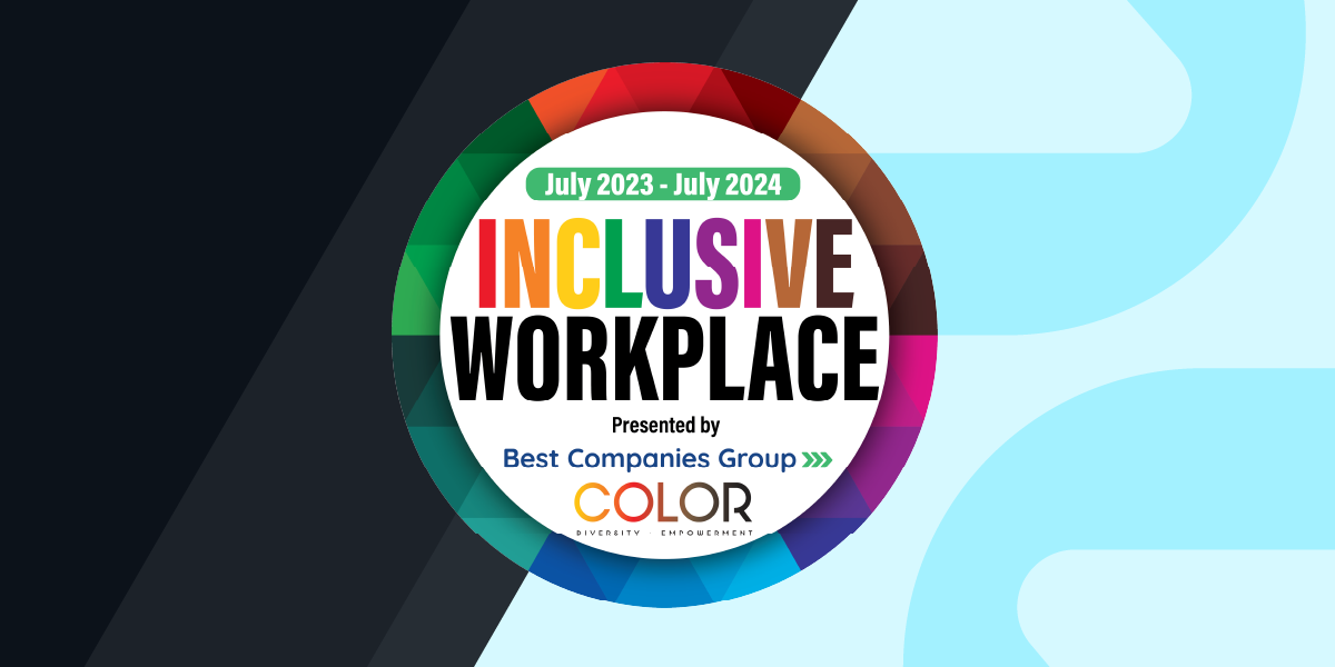 Badge that reads "Inclusive Workplace Presented by Best Companies Group"