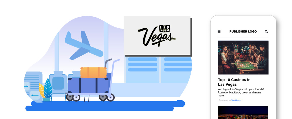 Examples of travel ads to Las Vegas on mobile