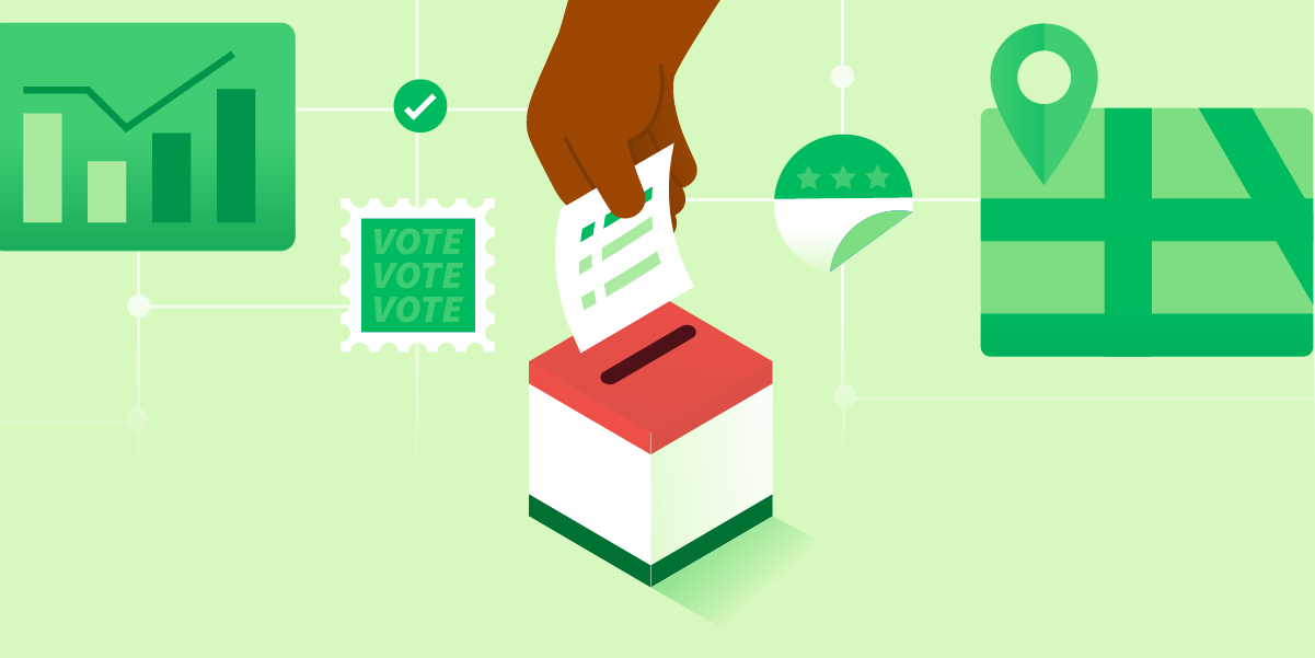 Graphic illustration of a person voting.
