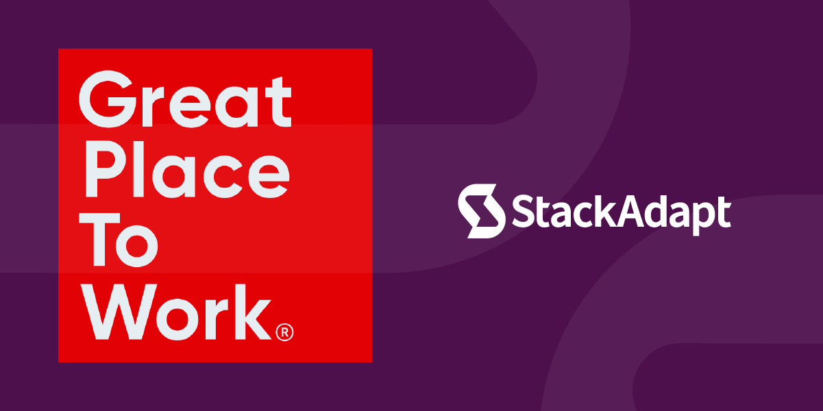 purple background overlayed with the Great Place to Work logo and StackAdapt logo